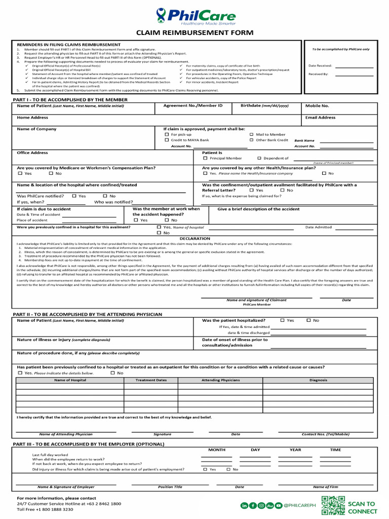 Reimbursement Claim Form | PDF