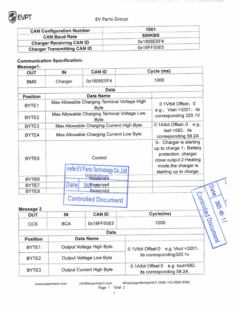 Evpt Can Protocol 1001 | PDF