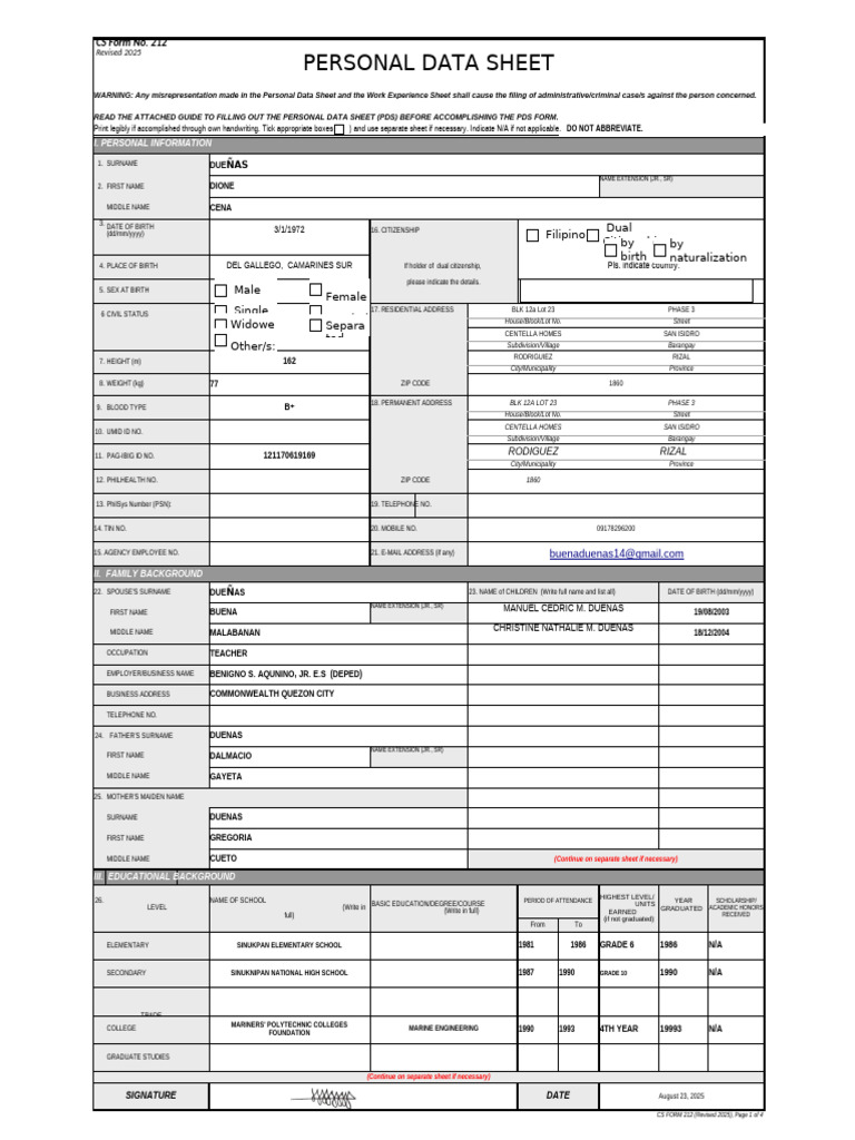 CS Form 212 Revised 2025 Overview | PDF | Crimes | Crime & Violence