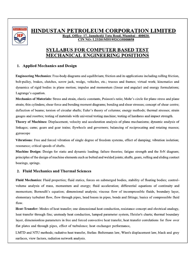 HPCL Syllabus | PDF