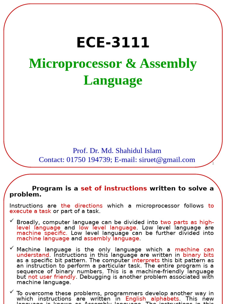Microprocessor Assembly Language Guide | PDF | Assembly Language ...