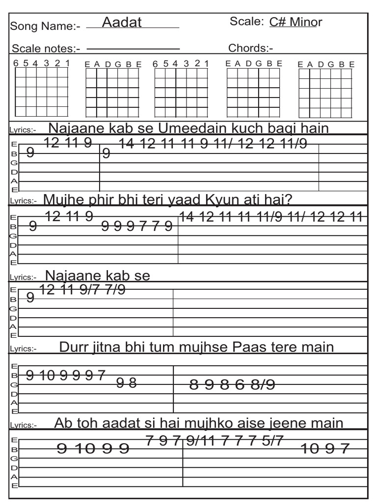 Aadat Guitar | PDF, image size:768x1024