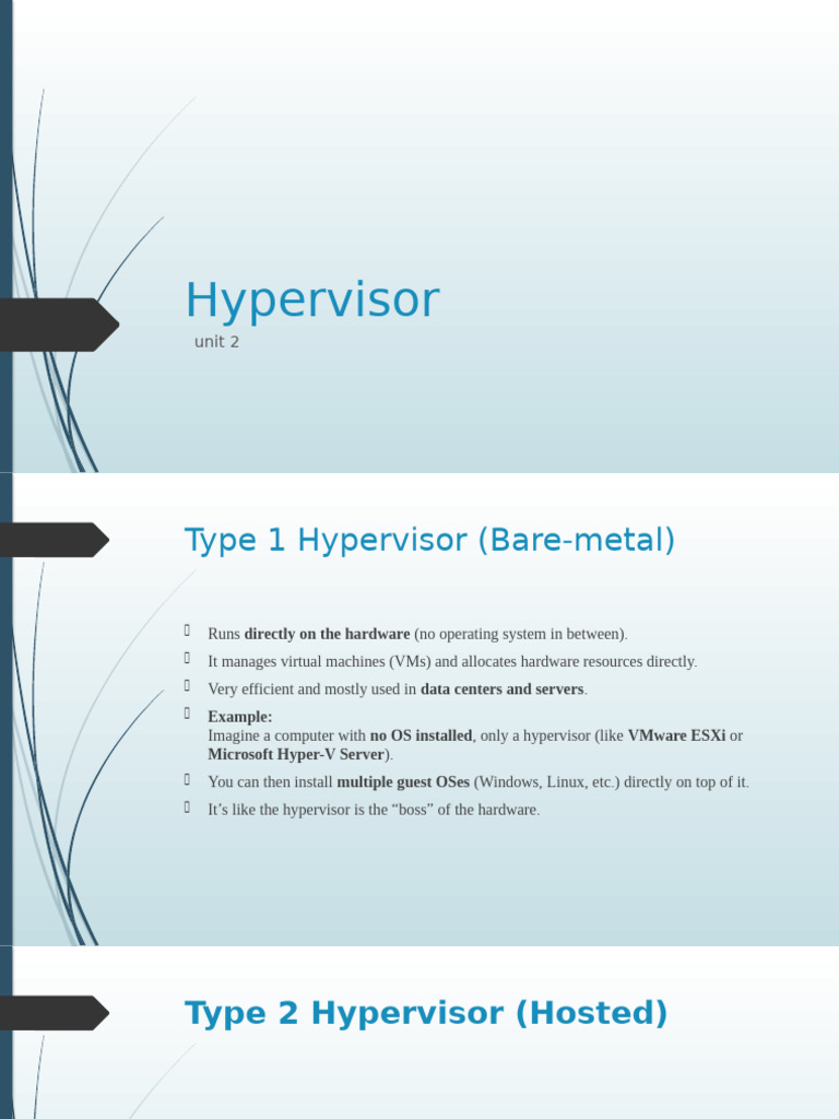 Choosing Between Type 1 and Type 2 Hypervisors | PDF