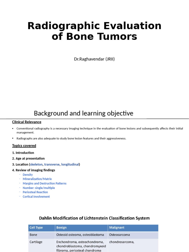 Journal Club Radiographic Bone Tumours-1 | PDF | Bone | Metastasis