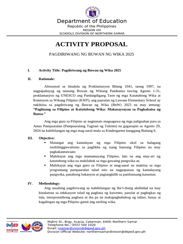 Activity Proposal and Action Plan | PDF
