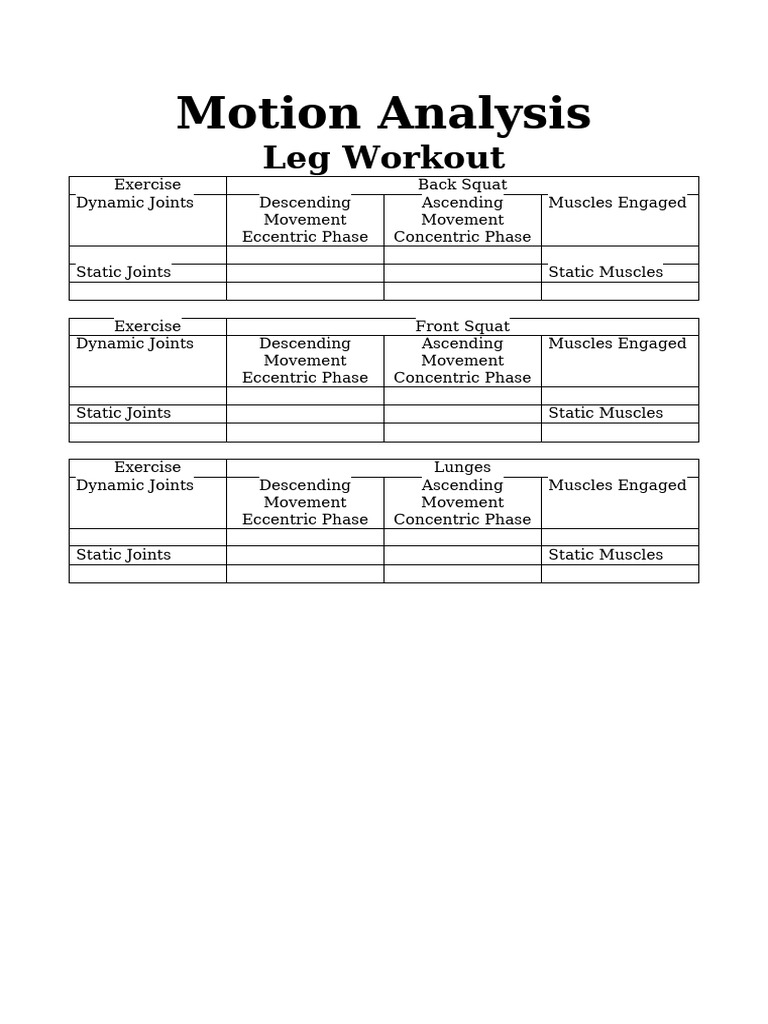 Leg Workout Motion Analysis Guide | PDF