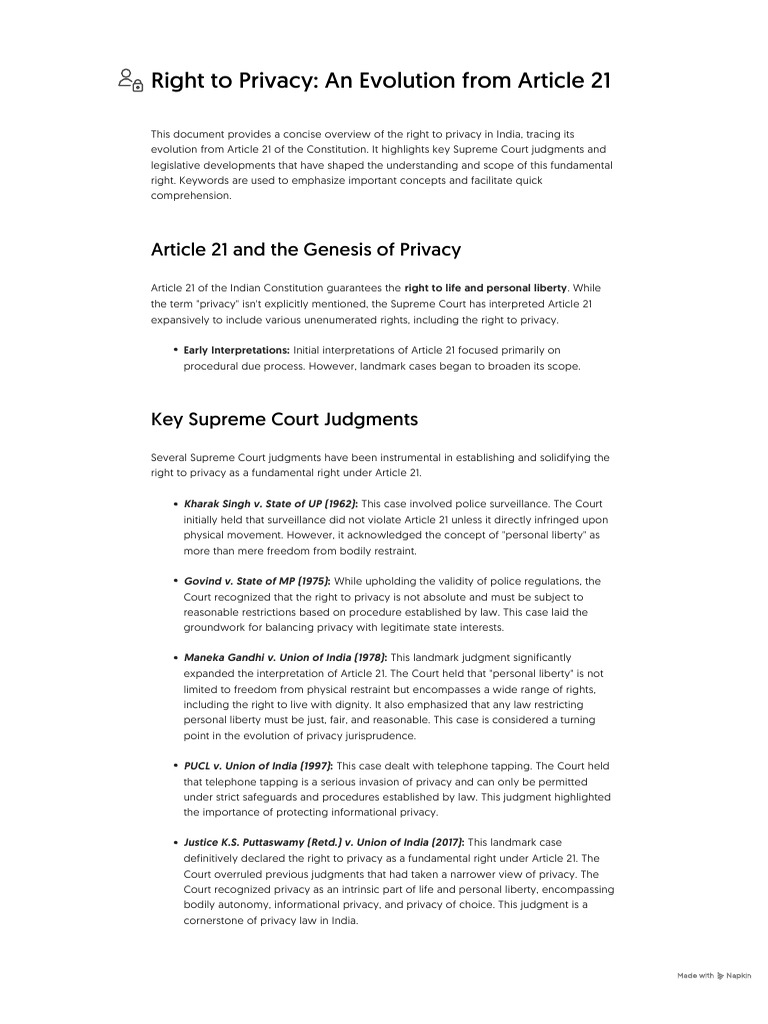 Evolution of Privacy Rights in India | PDF | Privacy | Right To Privacy