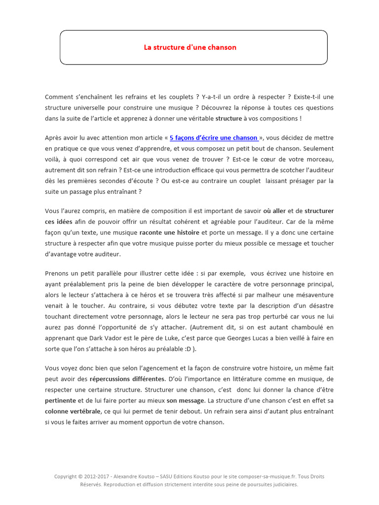 Structure d'une chanson expliquée | PDF | Chansons