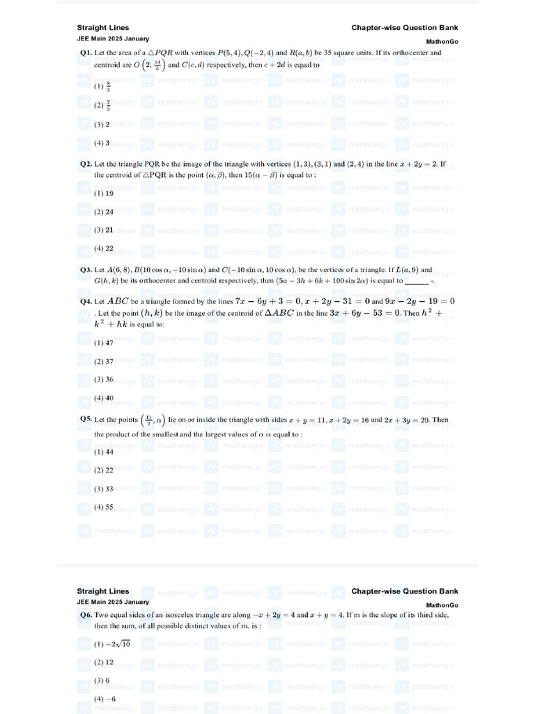 January Jee Mains Maths 2025 | PDF