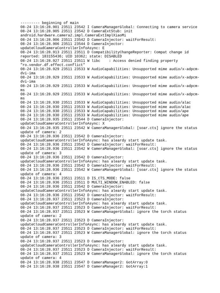 Camera Service Connection Logs | PDF | Computing | Software