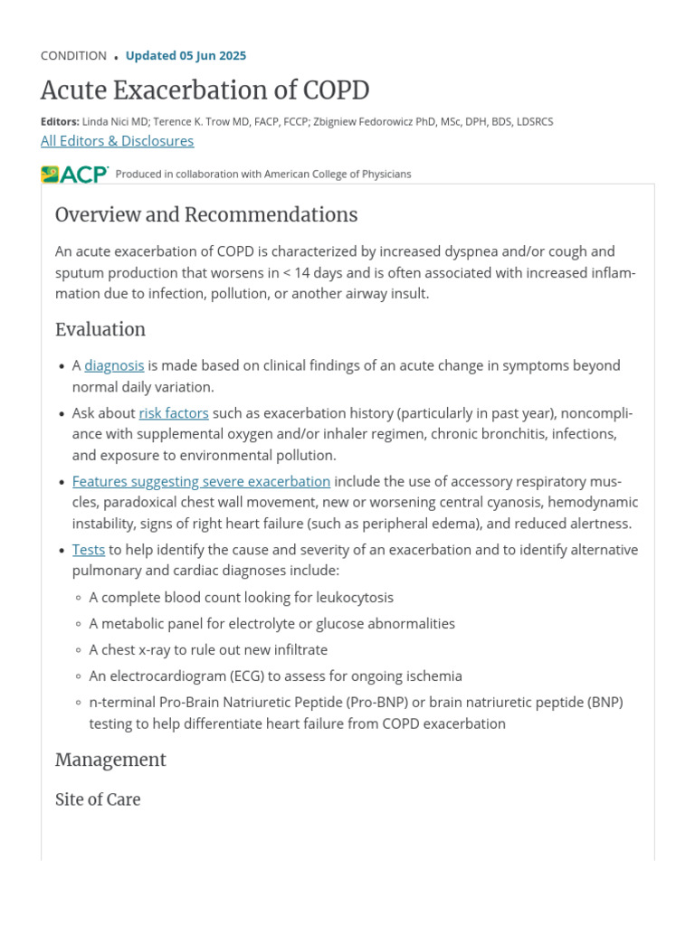 Acute Exacerbation of COPD - DynaMed | PDF | Chronic Obstructive ...