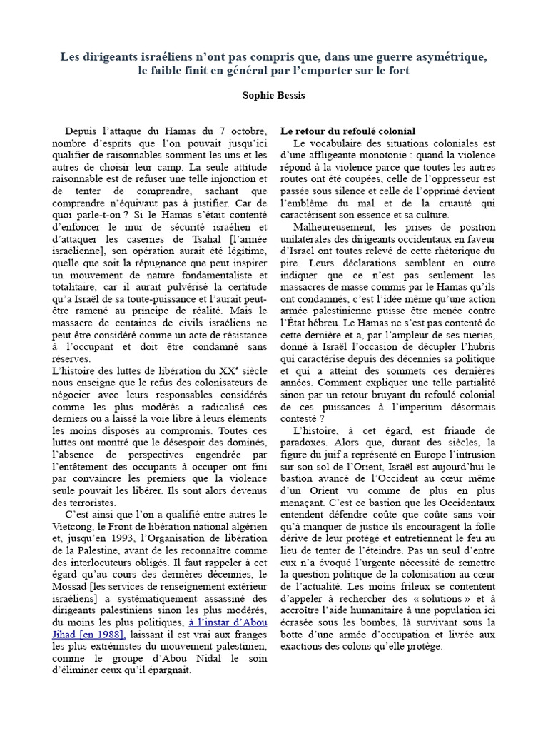 Guerre asymétrique : le faible l'emporte | PDF | Hamas | Israël