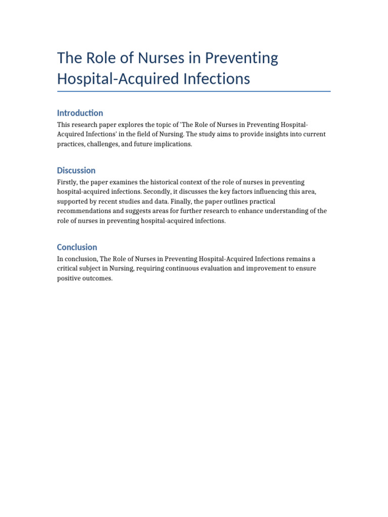 Nurses' Impact on Infection Prevention | PDF