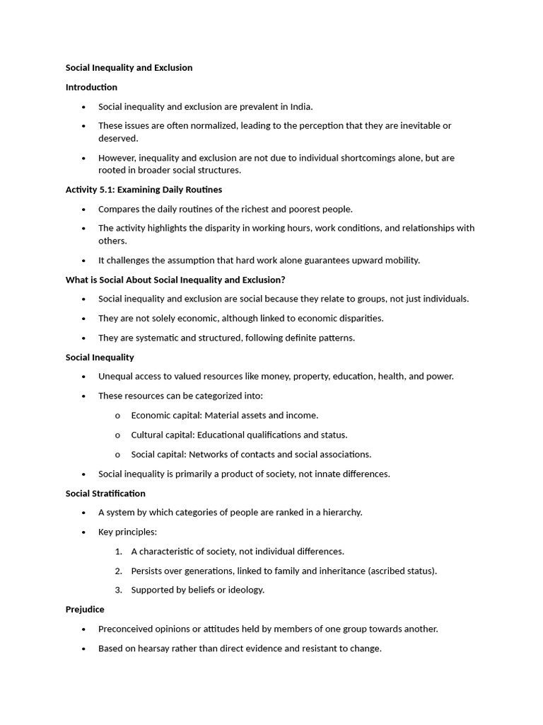 Understanding Social Inequality in India | PDF | Discrimination & Race ...