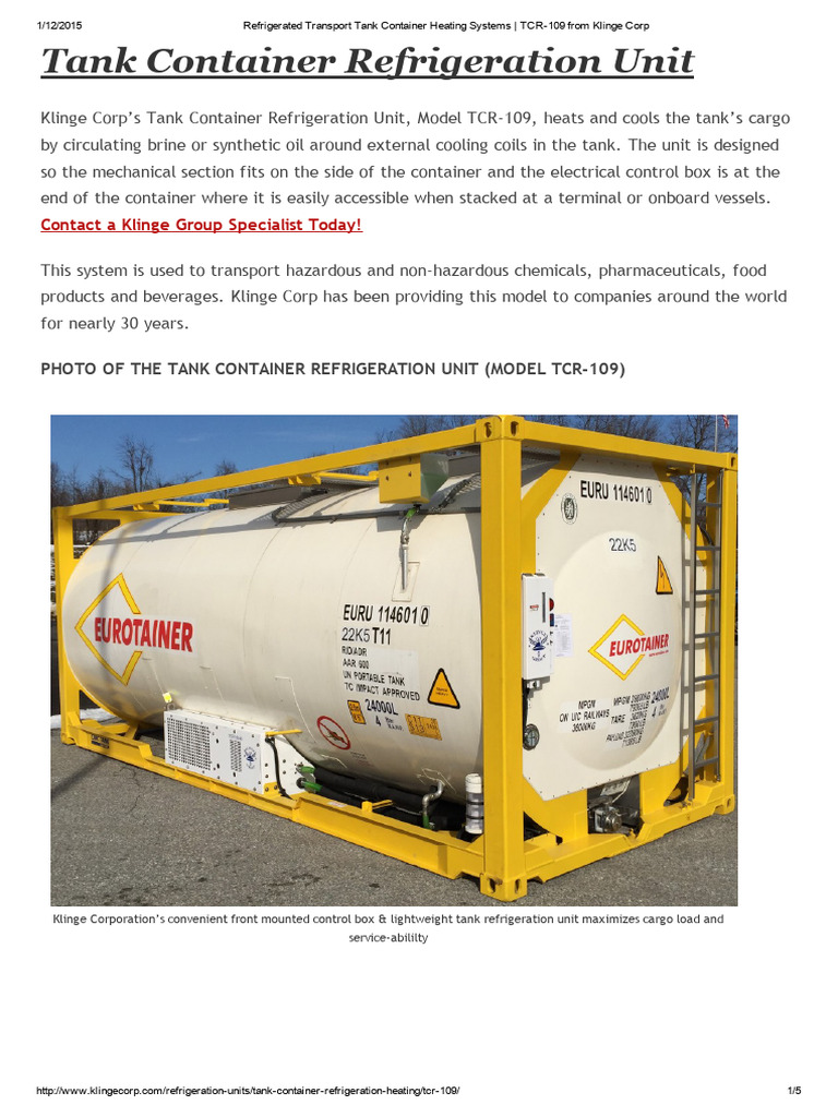 TCR-109 Tank Container Systems Overview | PDF | Refrigeration ...