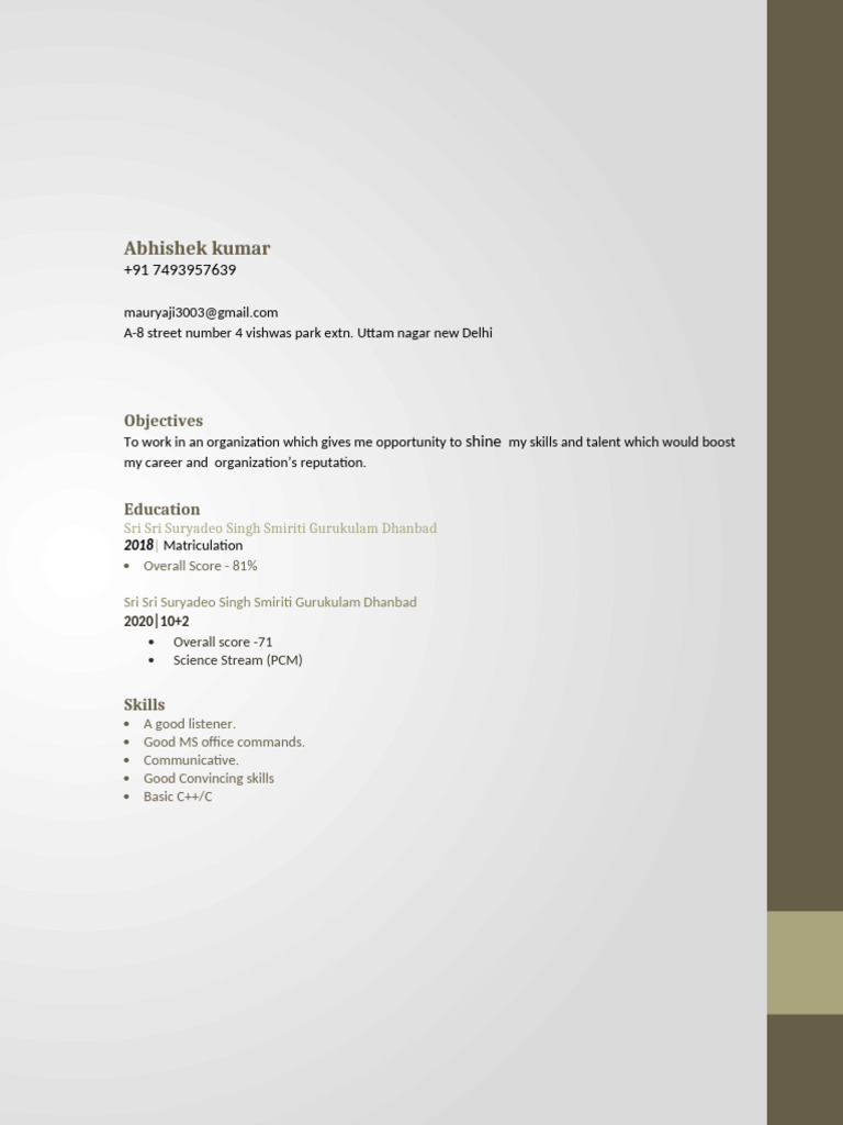 Abhishek Kumar Resume | PDF