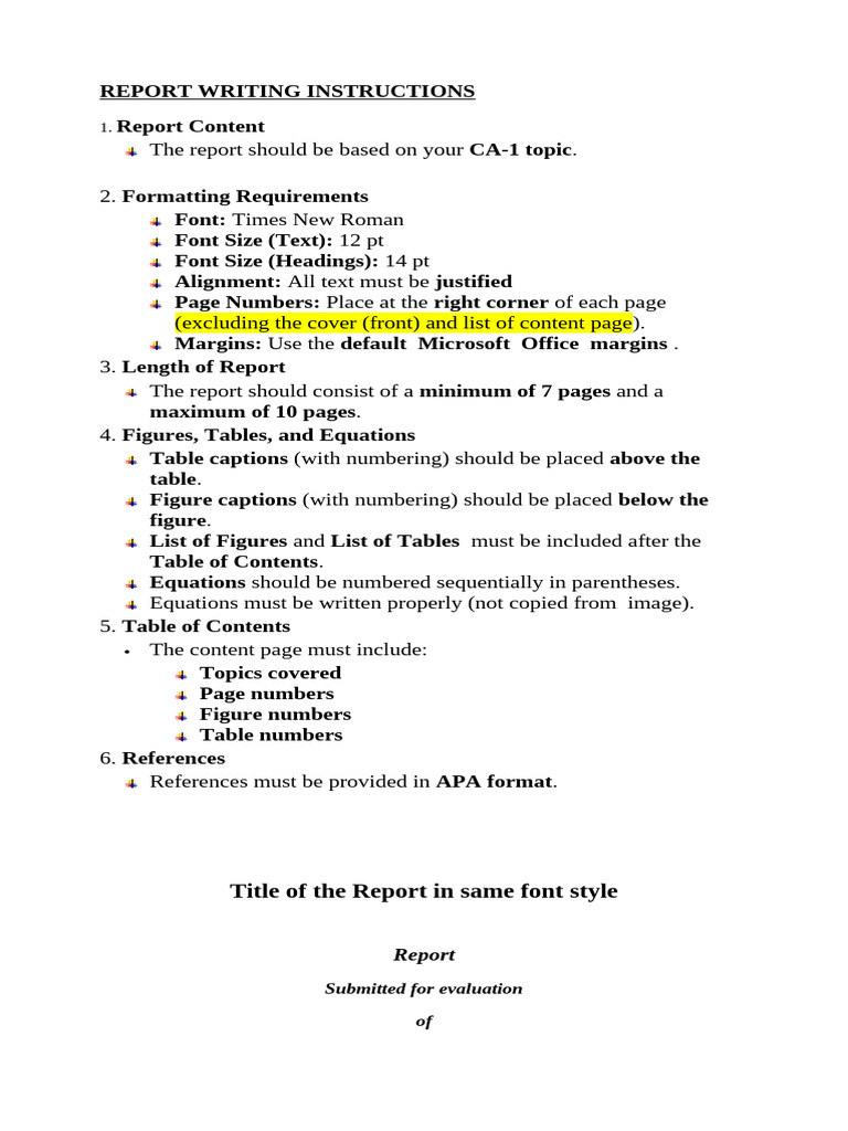 Report Writing Instructions | PDF