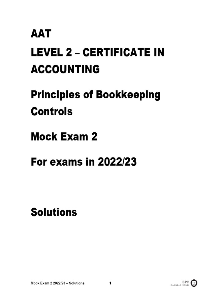 AAT Level 2 Mock Exam 2 Solutions | PDF | Debits And Credits | Bookkeeping