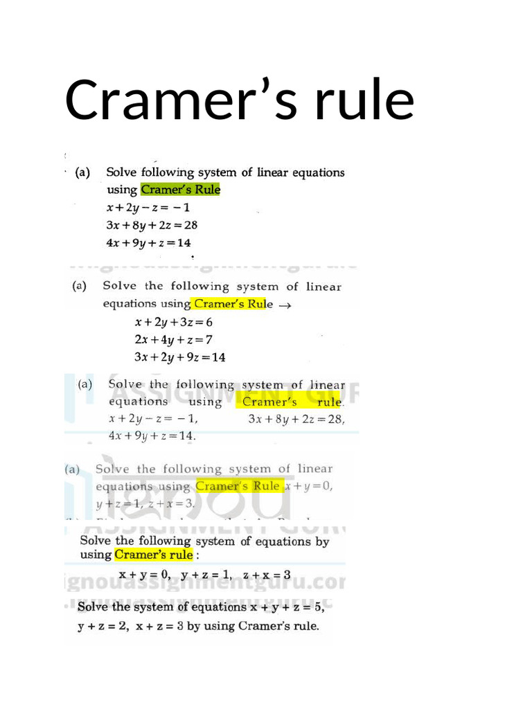 Cramer's Rule | PDF