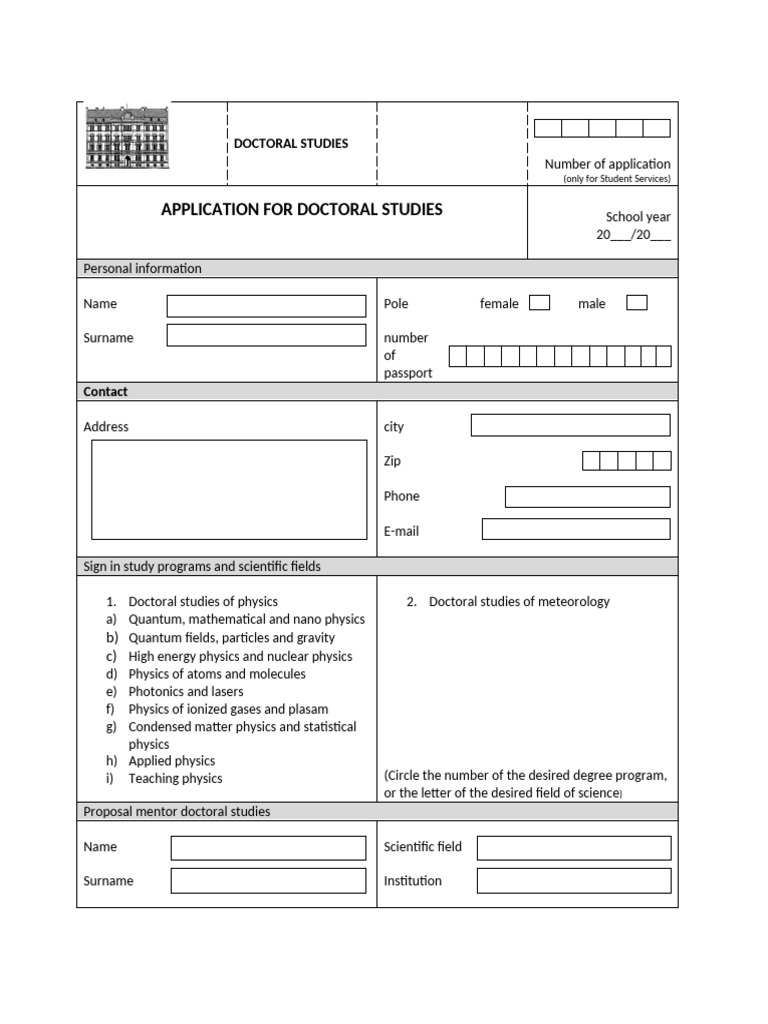 Application Form For Studies | PDF