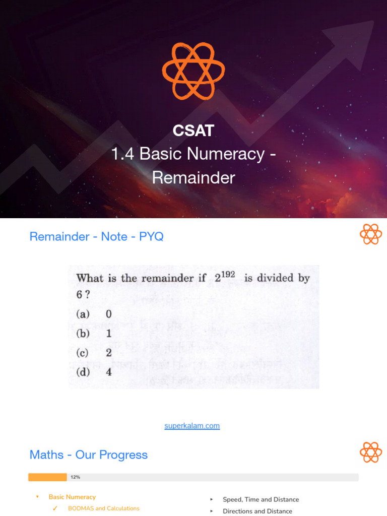Remainder Concepts in Basic Numeracy | PDF | Division (Mathematics) | Ratio