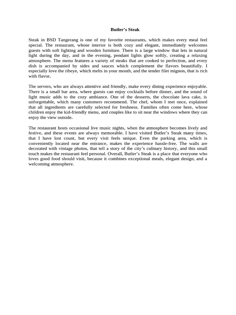 Butler's Steak Revised | PDF