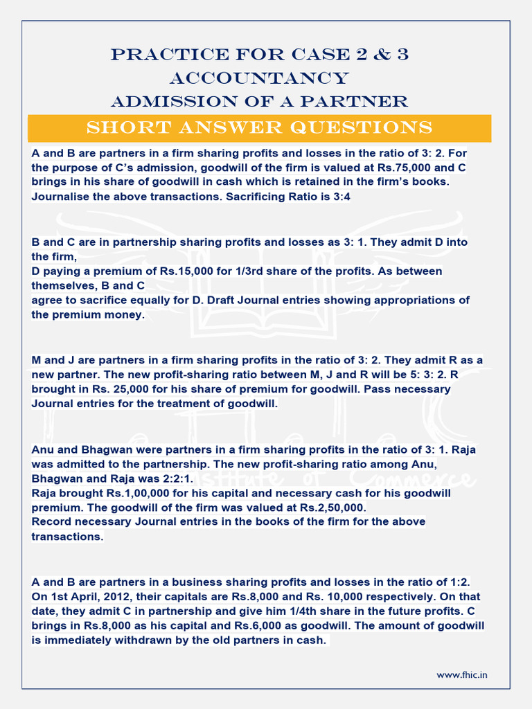 Journal Entries for Partner Admission | PDF