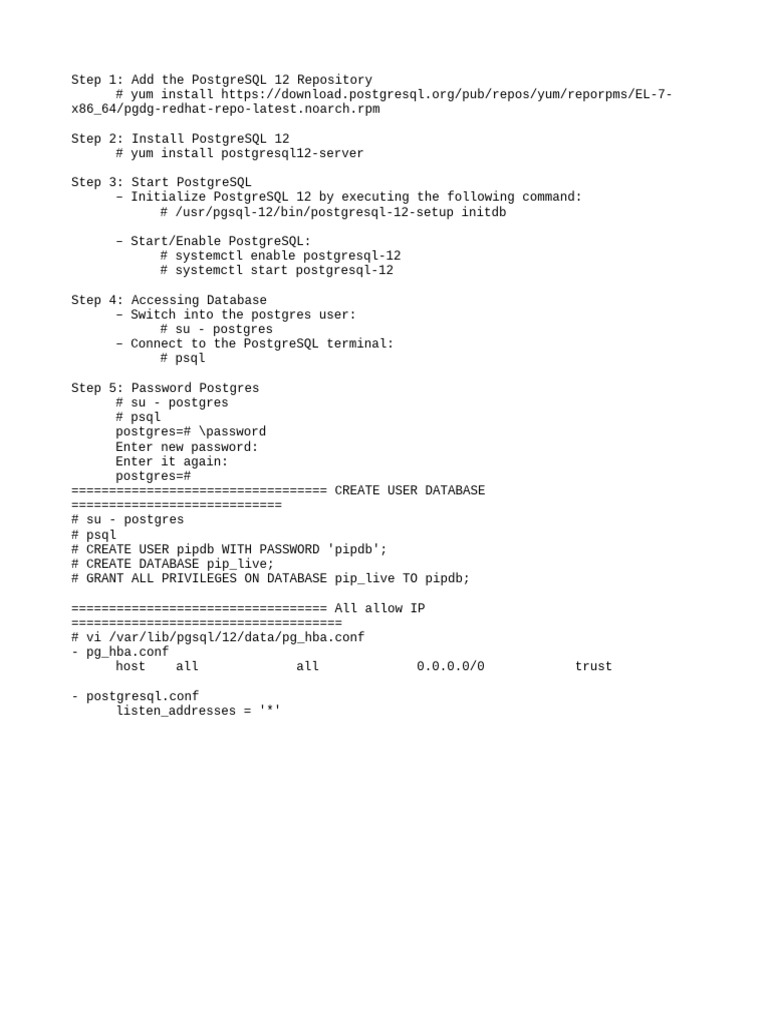 Install PostgreSQL 12 Guide | PDF