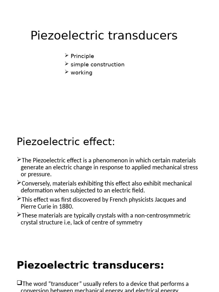 Overview of Piezoelectric Transducers | PDF | Piezoelectricity ...