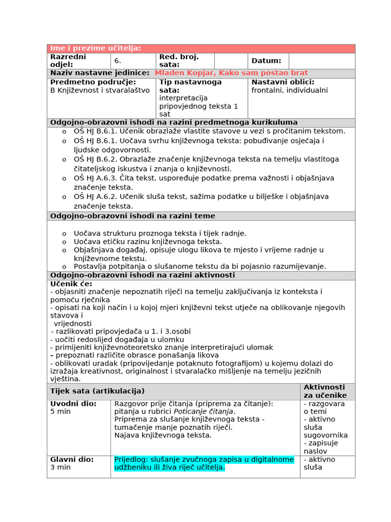 Ime I Prezime Učitelja:: o o o o o | PDF