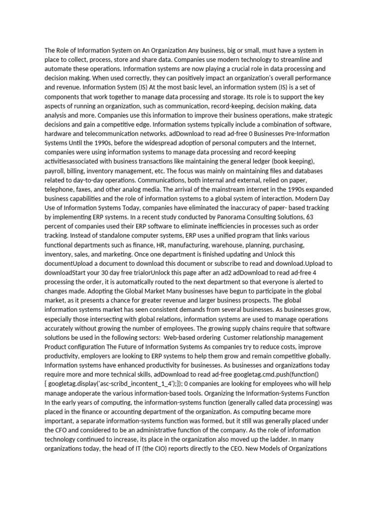 Impact of Information Systems on Business | PDF | Internet | Customer ...