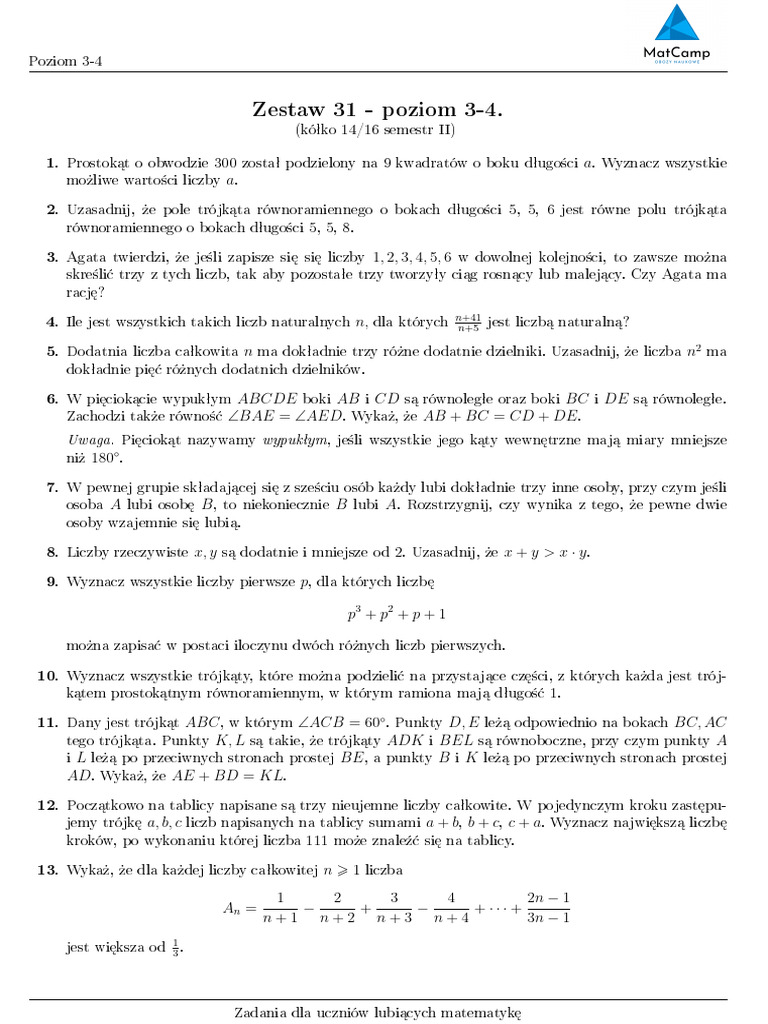 Zestaw 31 - Poziom 3-4 | PDF