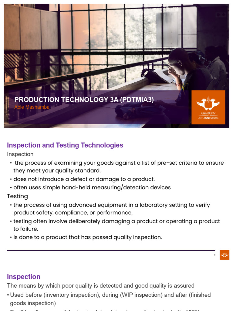 Inspection and Testing in Production Quality | PDF | Nondestructive ...