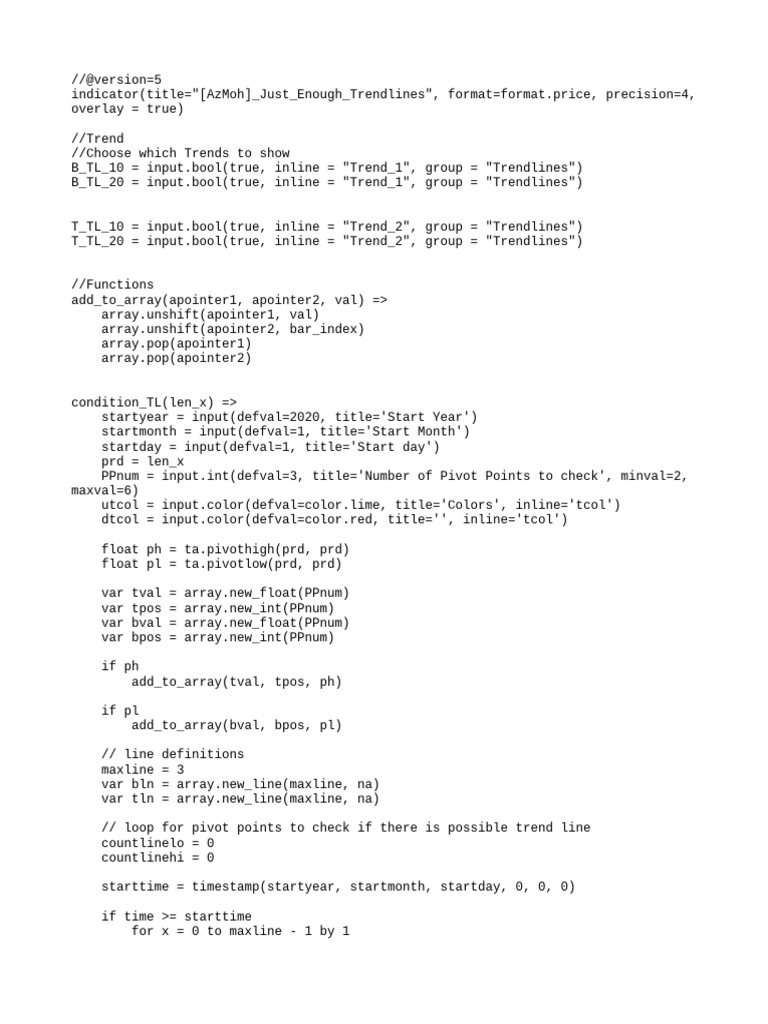 Trendline Indicator Script for Trading | PDF | Software Engineering ...