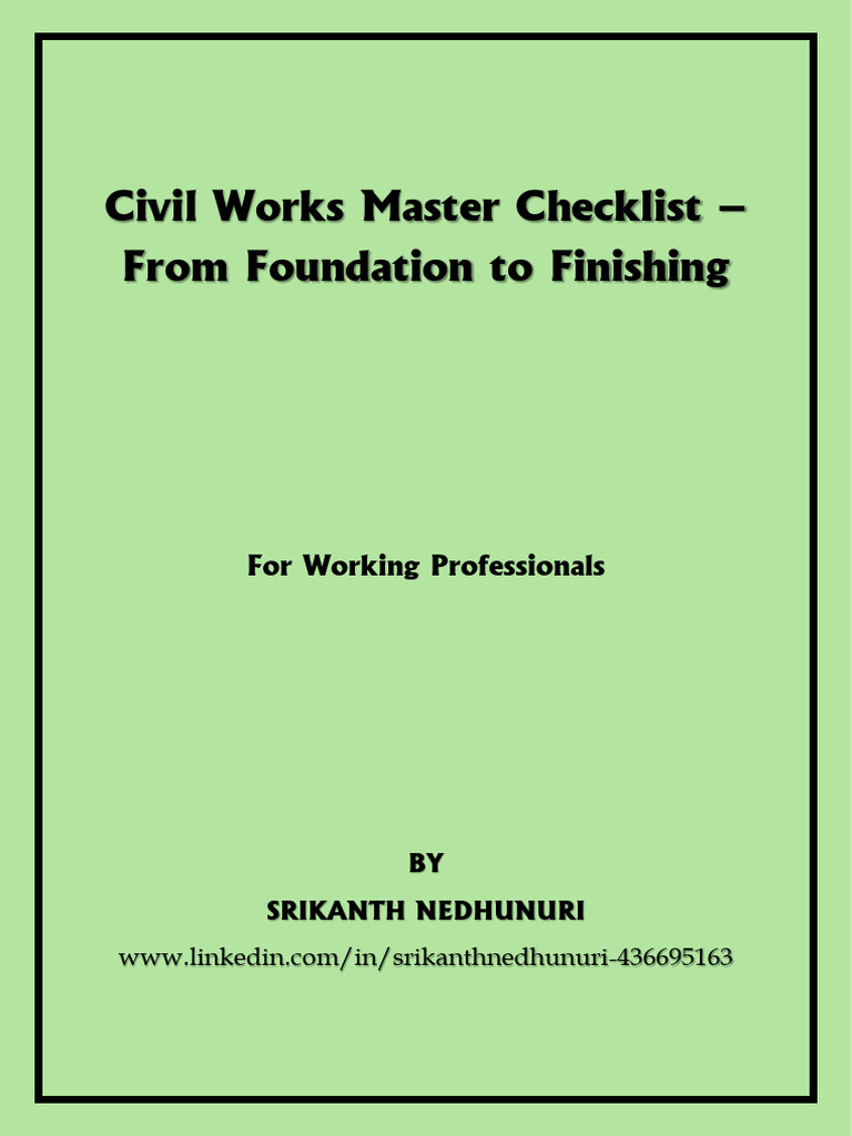 Civil Works Quality Assurance Checklist | PDF | Concrete | Tile