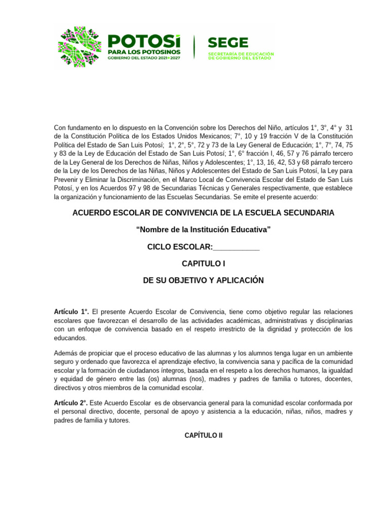 Acuerdo Escolar de Convivencia 2023 | PDF | Escuelas | Violencia