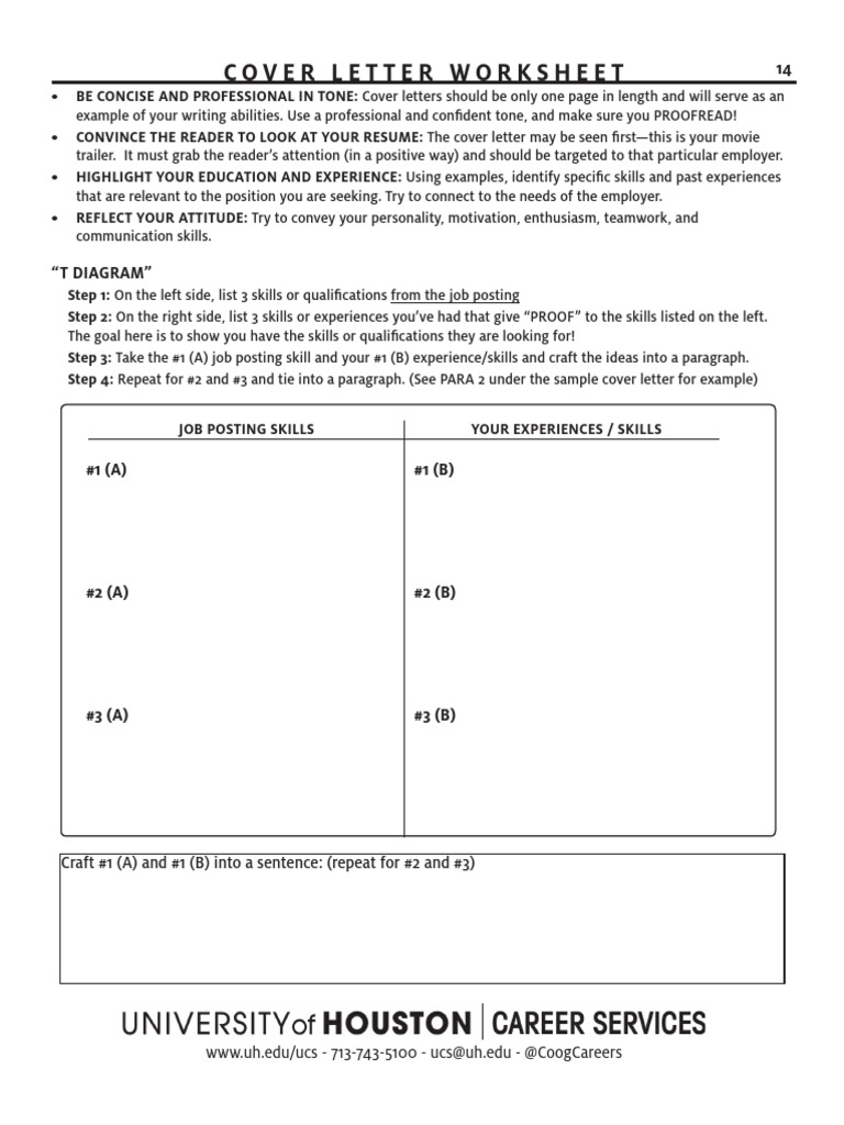 Cover Letter Worksheet | PDF