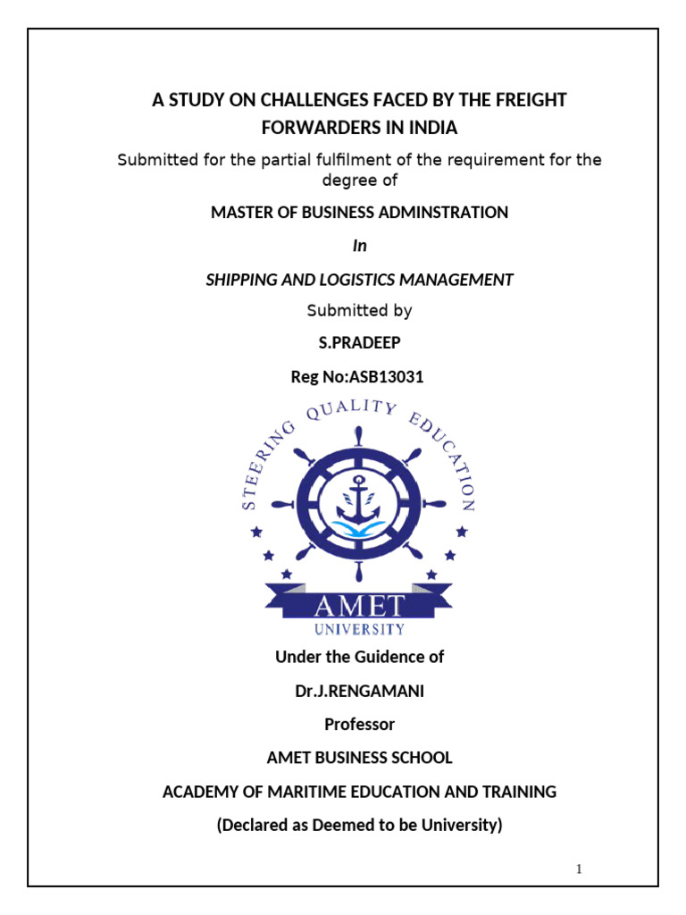 Challenges for Freight Forwarders in India | PDF | Cargo | Bill Of Lading