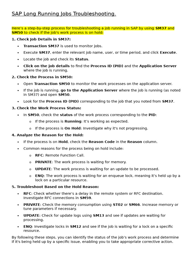 SAP Long Running Jobs Troubleshooting | PDF | Database Index | Databases