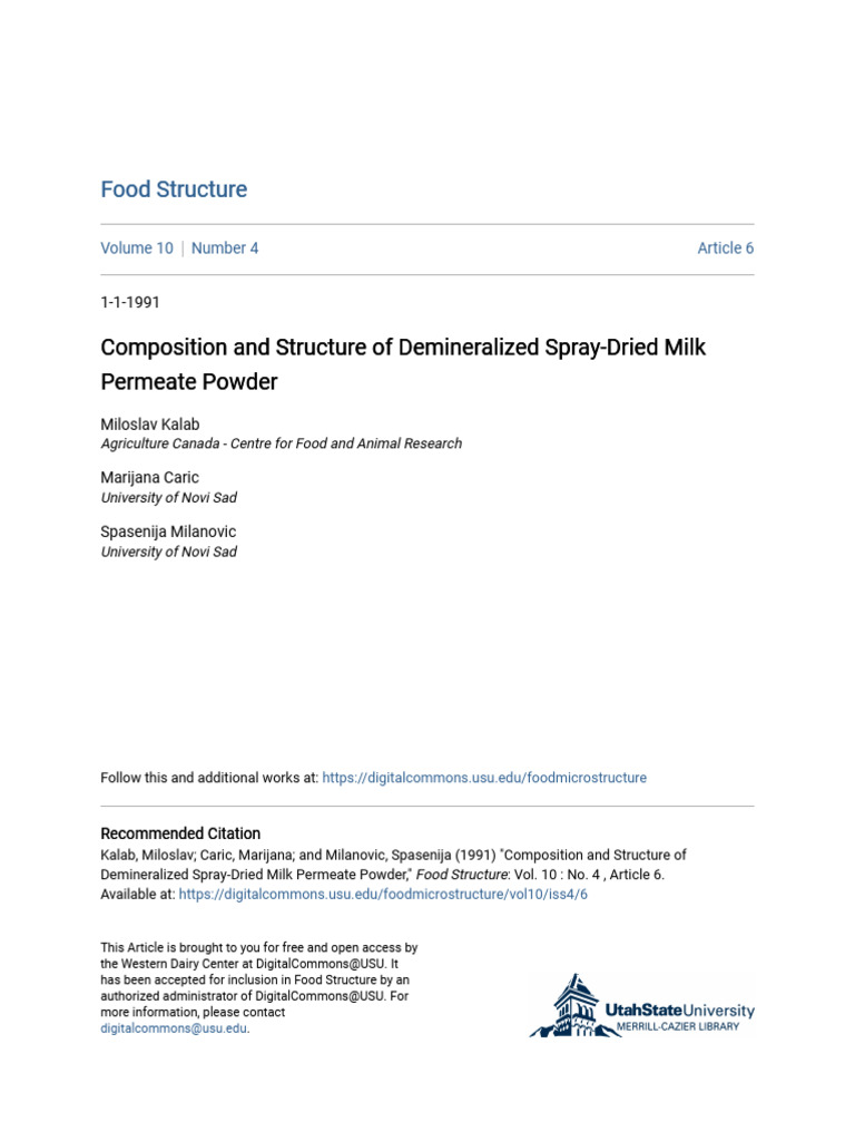 Demineralization of Milk Permeate Powder | PDF | Milk | Scanning ...