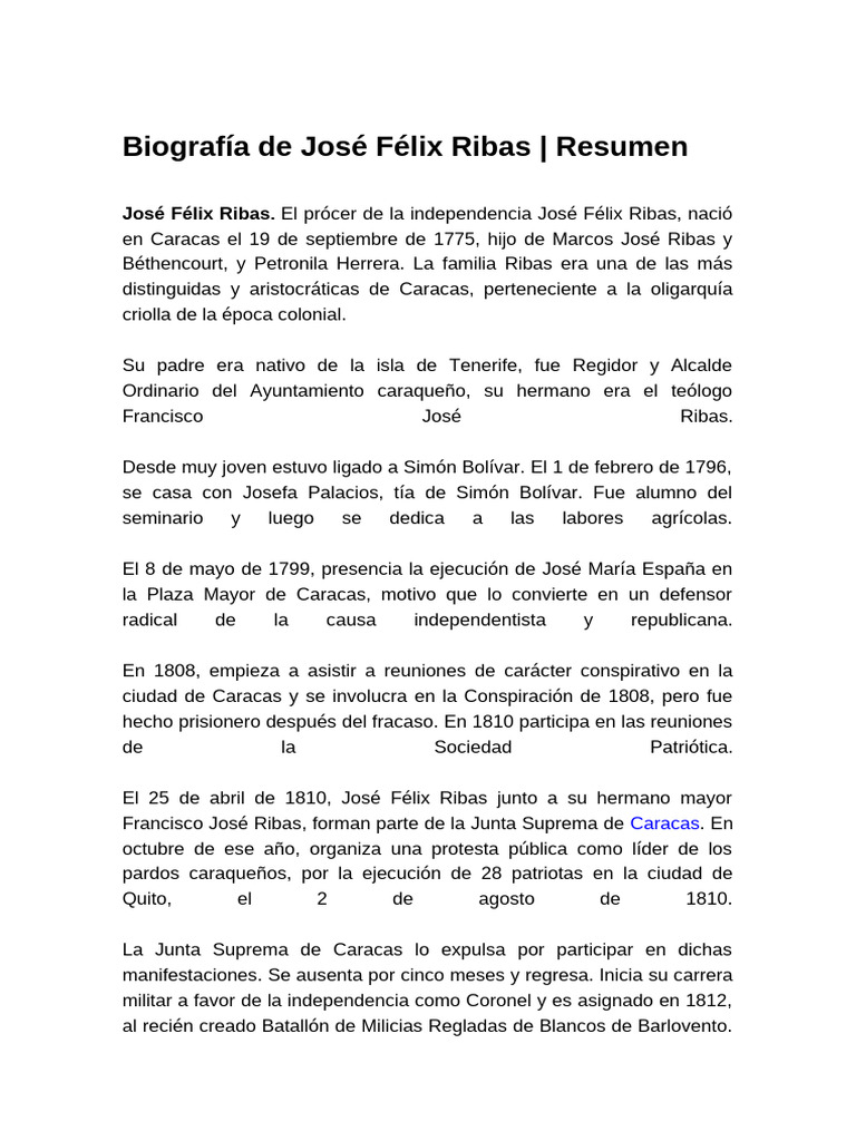 Biografia de Jose Felix Rivas | PDF