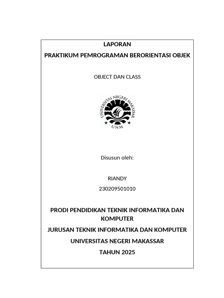 Praktikum OOP: Class dan Object Java | PDF