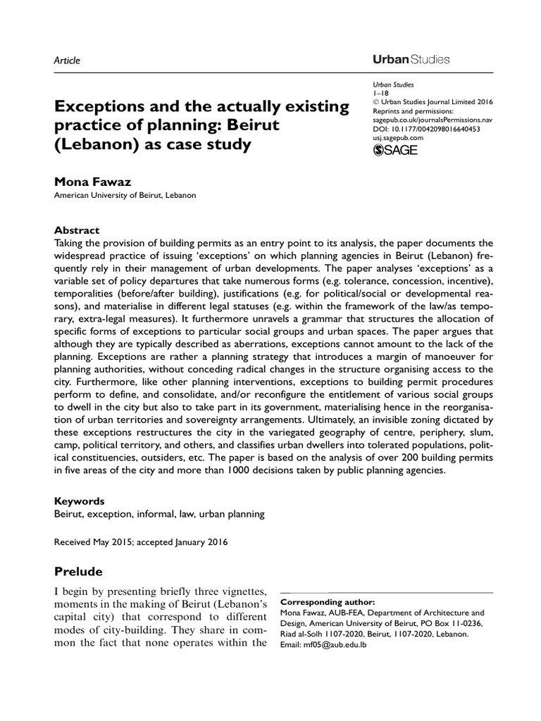 Planning Exceptions in Beirut's Urban Development | PDF | Hezbollah ...