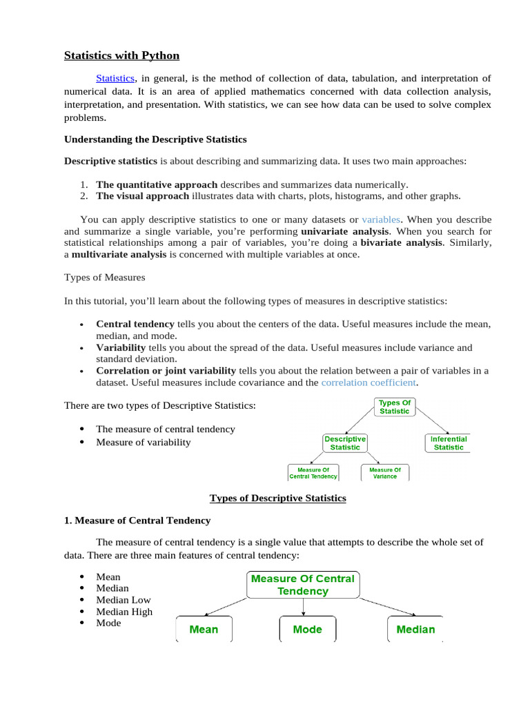Descriptive Statistics with Python | PDF | Descriptive Statistics ...