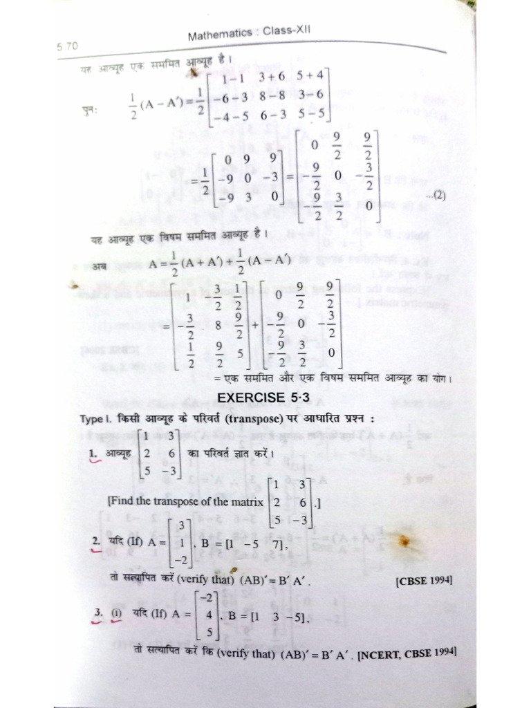 Matrix Exercise Question Must Do Worksheet | PDF