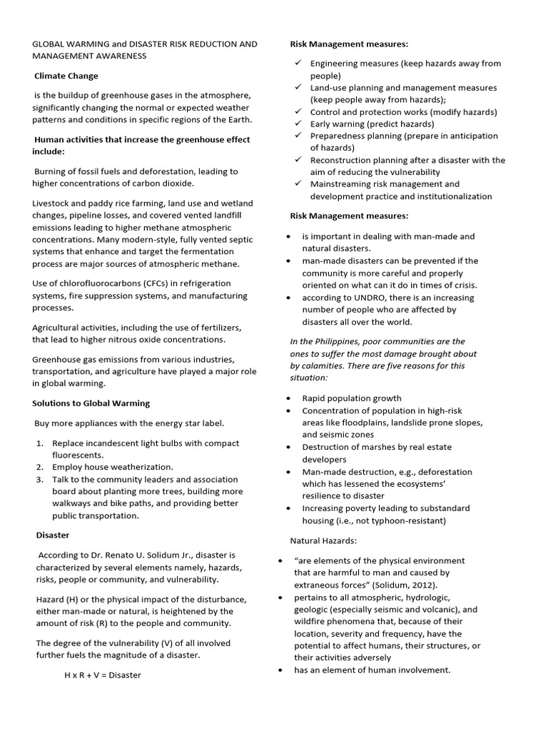 Global Warming and Disaster Management | PDF | Greenhouse Gas | Climate ...