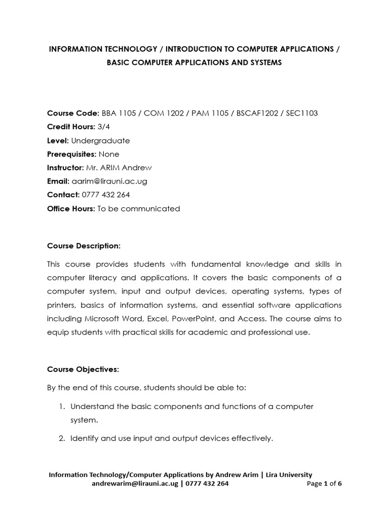 IT Course Outline for Microsoft Office 2021 | PDF | Operating System ...