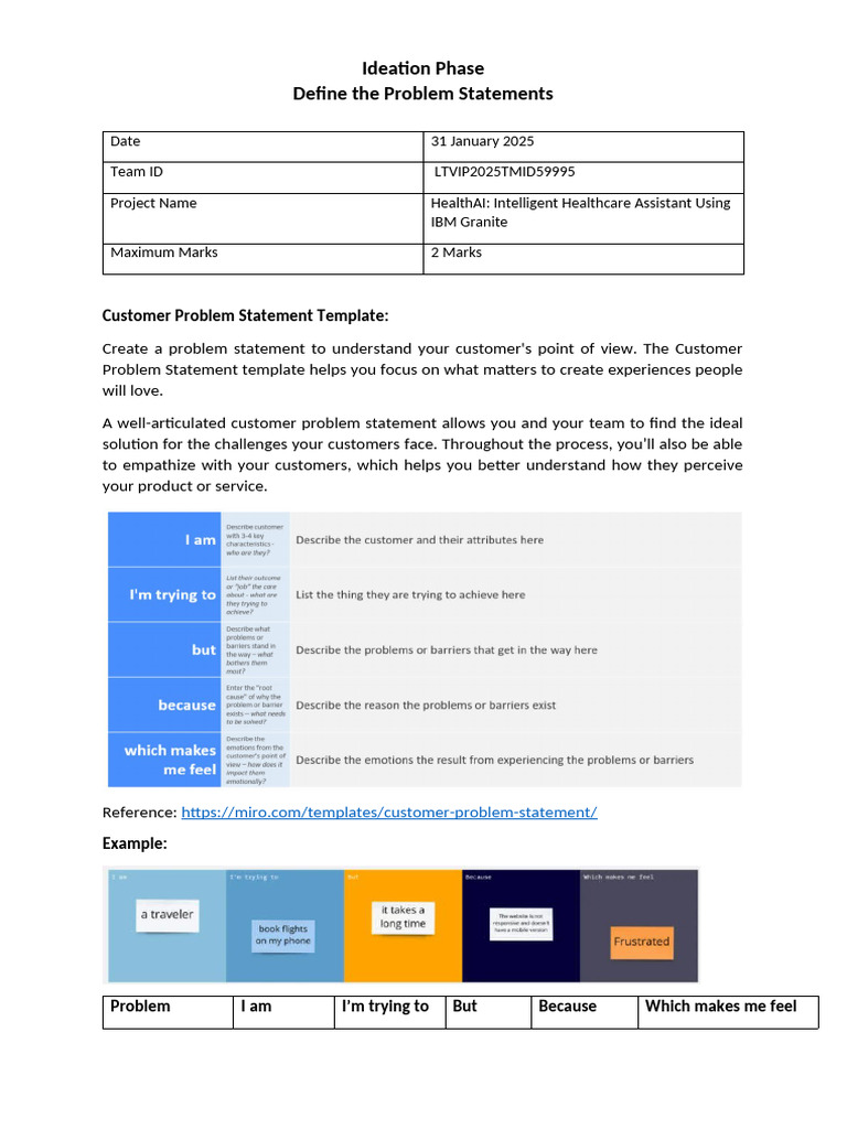 Customer Problem Statement Template | PDF