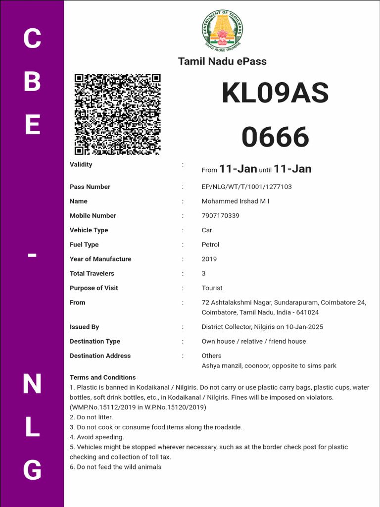 Epass Ooty | PDF
