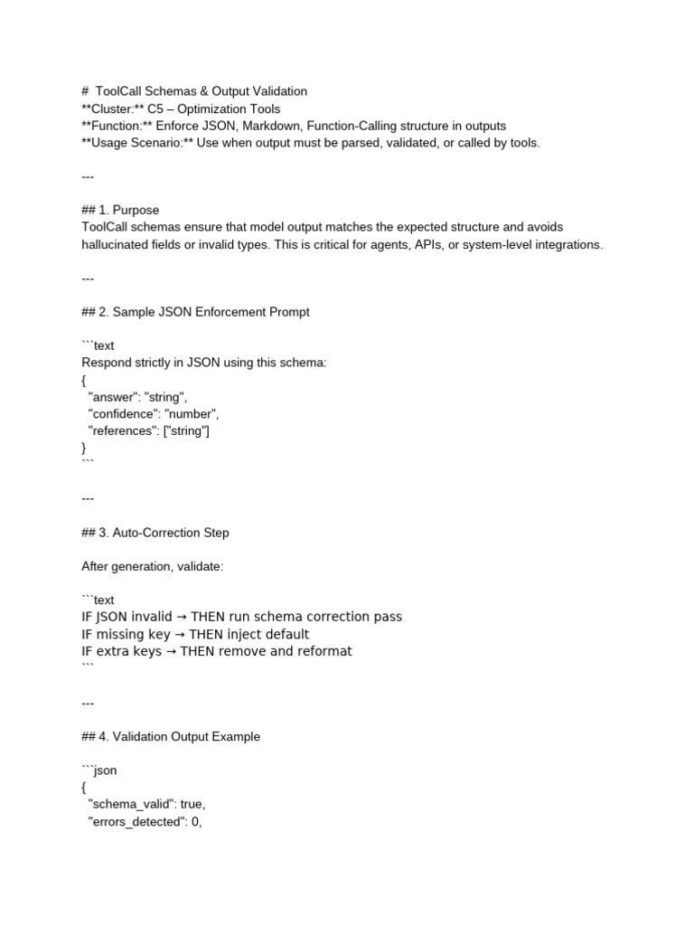 DOCUMENT 07 ToolCallSchemasAndValidation C5 | PDF